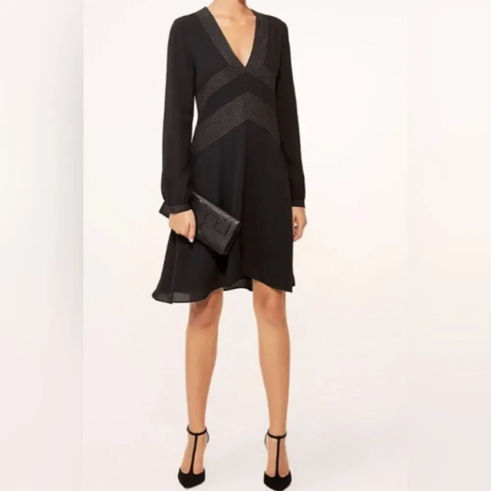NWT Tory Burch Varenne Tunic Dress Black 100% Silk Size 6 | $450 Retail